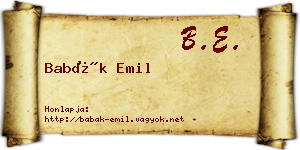 Babák Emil névjegykártya